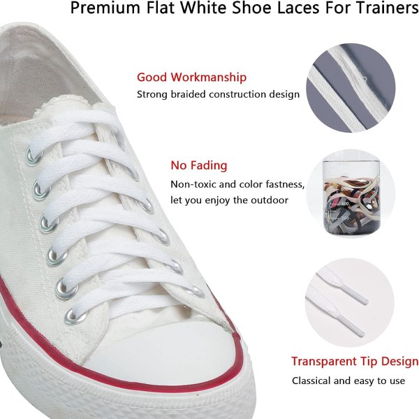Fladt snørebånd til alle sko eller sneakers, flere farver (bredde: 8 mm)