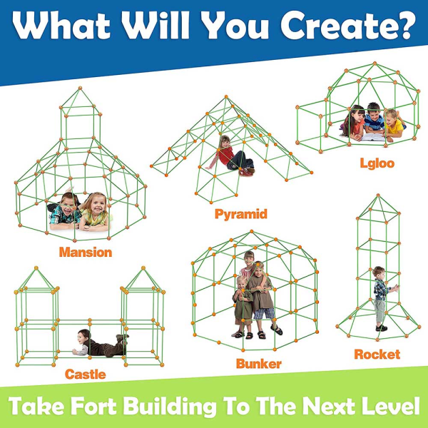 DIY Fort Byggklossar Kit Lek Tält Hus