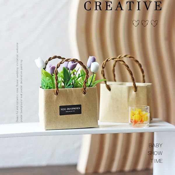 Dockhus Minitulpan Blomsterarrangemang Förpackning Papperspåse Påse Multicolor one size