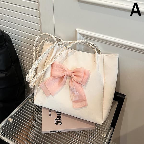 Vacker Klassisk Stor Rosett Axelväska Rosett Axelväska PU Mode Ny E2 Pink One size