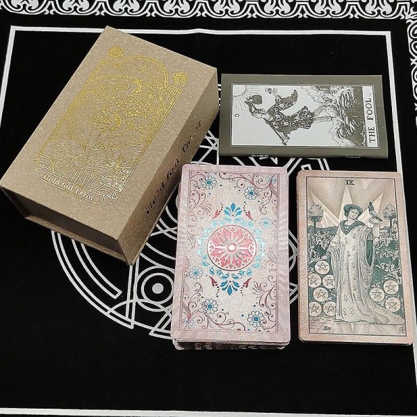 Klassisk guldfolie vattentäta tarotkort med megnet box som specialgåva Retro zdq