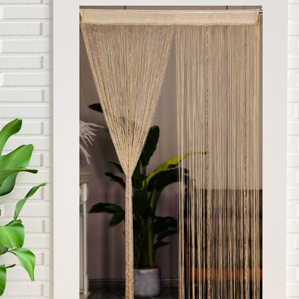 Pärlgardin Polyester Rumsavdelare Insektsskydd för Vardagsrum Sovrum Balkongdörr Guld 200 x 100 cm