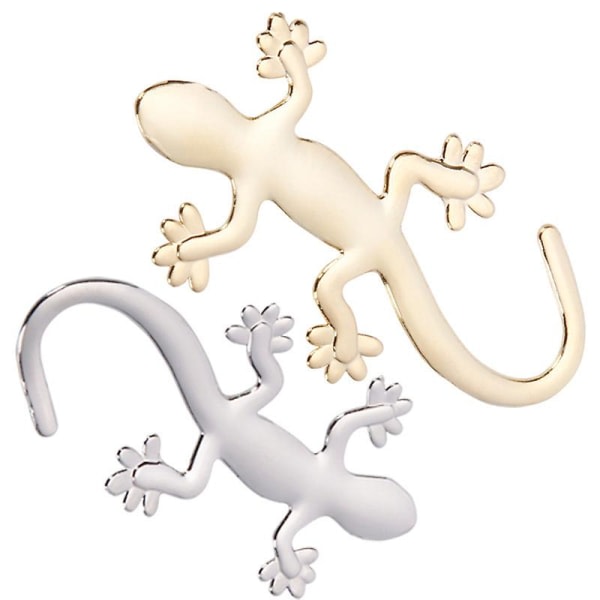 CDQ 2ST Plast guldpläterade geckobilsdekorationer, 3D tredimensionella geckobildekorationer