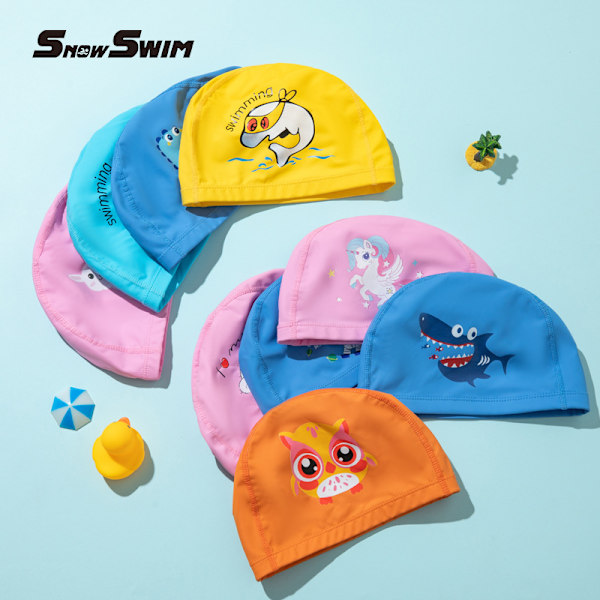 Badmössa för barn pojkar flickor, för barn långt kort hår, giftfri, flexibel, håll håret rent torrt öronproppar gummi badmössor hatt pink Cute Rabbit