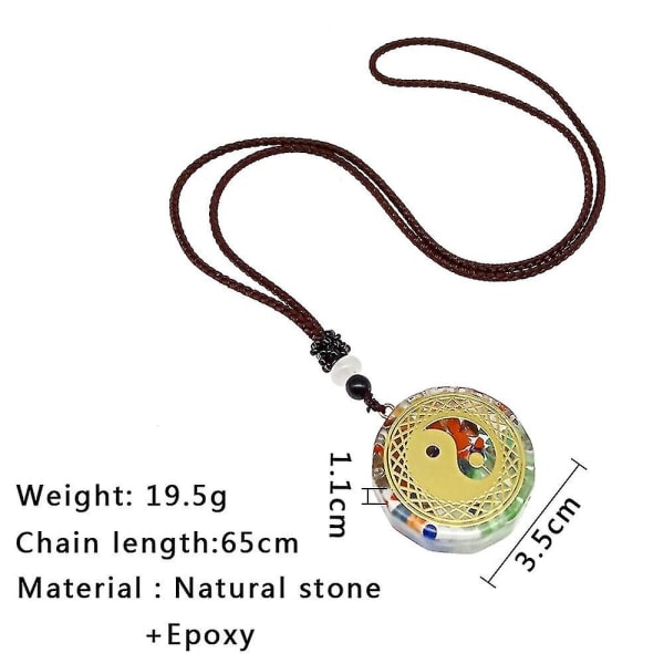 Sju Chakra Orgonit Meditation Reiki Yoga Balans Energi Sten Orgon Amulett 7 Chakra Hänge Halsband Tröja Kedja Smycken 7 Chakras - Q