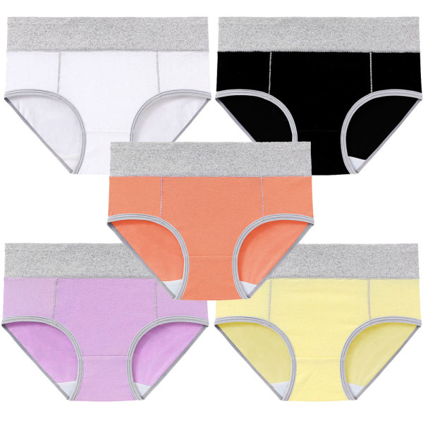 CDQ 5 st bomull elastisk underkläder for kvinner Bekväm mid-midja