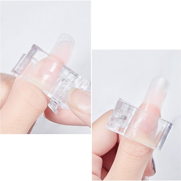 CDQ neglespidsclips gennemsigtig polygel, 20 st Quick Building fingernegleforlængelsesclips