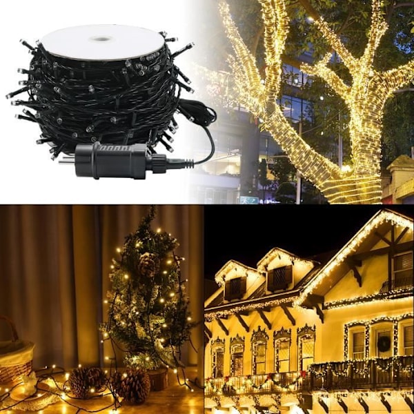 100M ulkokäyttöön tarkoitettu LED-valosarja, jouluvalot 8 tilalla IP44 Vedenpitävä puutarhakoristeluun, lämmin valkoinen