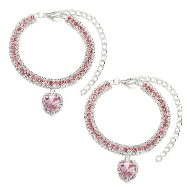 Strass Hund Halsband Halsband, 2 ST Cats Tre Rader Rhinestone
