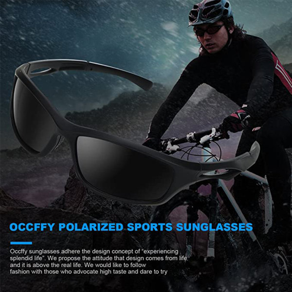 CDQ Polariseret sportssolglasögon for mænd Kvinnor Cykling Løpning Sand sort stel grå stykke