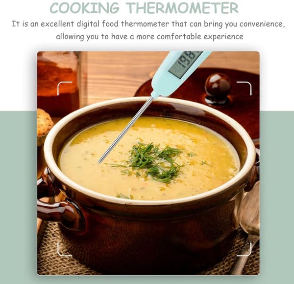 Digitalt Madtermometer med LCD-skærm, Instant Aflæsning Kødtermometer i Rustfrit Stål til Ovn, Mælk, Køkkenbagning, BBQ