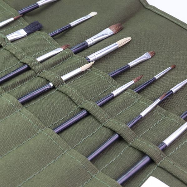 Canvas Rolling Brush Case - 22 Slots - 40.5x33 cm - Vegetable Pattern - Portable Painting Tool Storage - Brushes Not Included