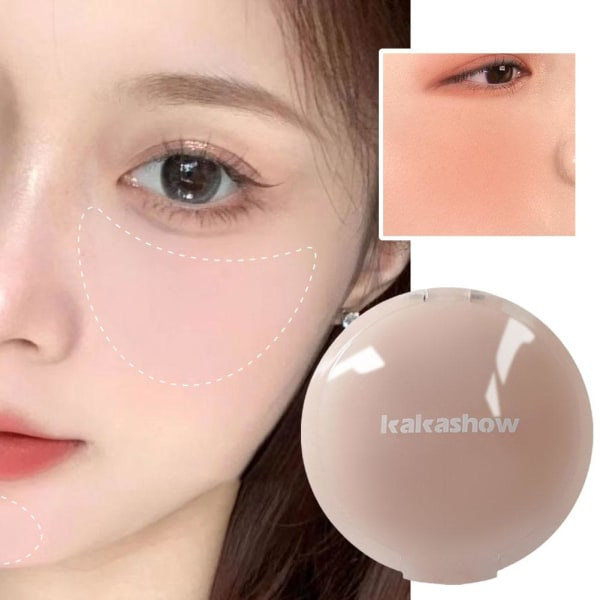 KAKASHOW Soft Mist Let Småfuld Monokrom Pulver Blushe Ice Shake Peach 4g
