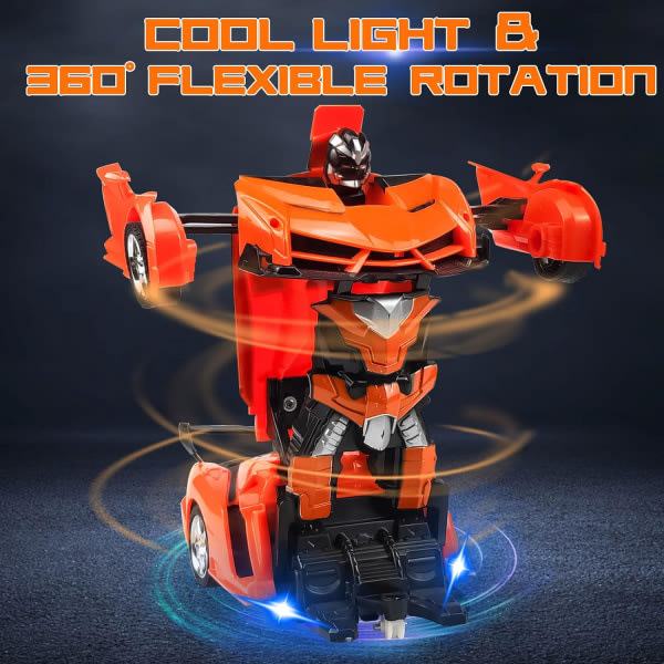 Fjärrstyrd bil, Transformerande robotbil Rc Bilar för barn Pojkar Flickor Present, 2,4G 1:18 racingbil med en knapp - Orange