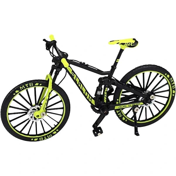 Mini Downhill-mountainbikelegetøj i legering, støbt BMX-fingercykelmodel til samlinger (sort/grøn)