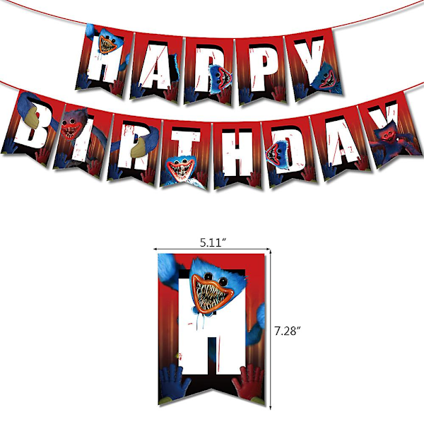 Poppy Playtime Huggy Wuggy Latexballonger Banner Tårta Topper Set Barnkalas Dekorationer