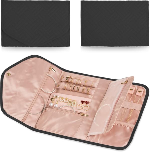 Rejsesmykkeorganizer - Sammenfoldelig - 43 x 23 cm - Sort