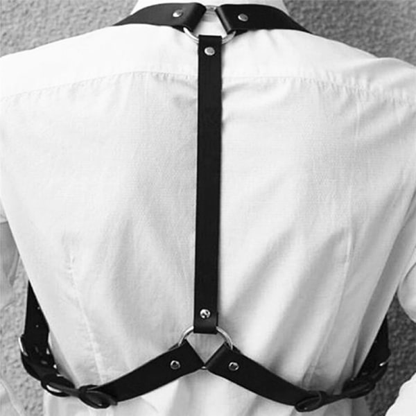 Seksikäs naisten ja miesten säädettävä nahkainen rintavaljaavö Punk - Perfet Black One Size