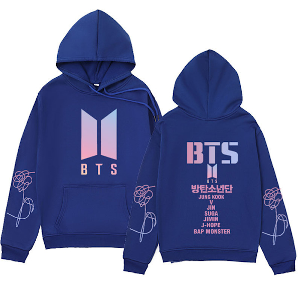 BTS Unisex Hoodie Casual Hoodie Cosplay Jacka Topp Blå XXL Blue XXL