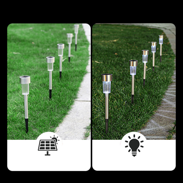 10 stk 4,5 cm Solcellelampe Plug-in Hage Landskap Sti Plen Dekorationslampe for Utendørs Terrasse Gård White Light