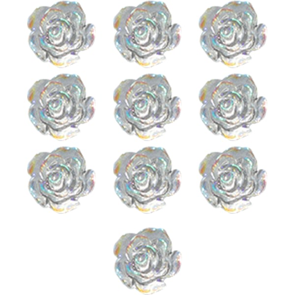 CDQ Nail Art 3D Resin White Rose Flower Design Aurora Petal Nail shape7