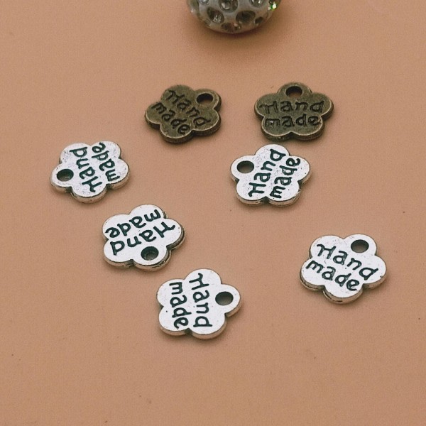 CDQ Paket med 300 antika handgjorda metallknappar Etikettberlockshänge DIY Craft (gammal syaani)