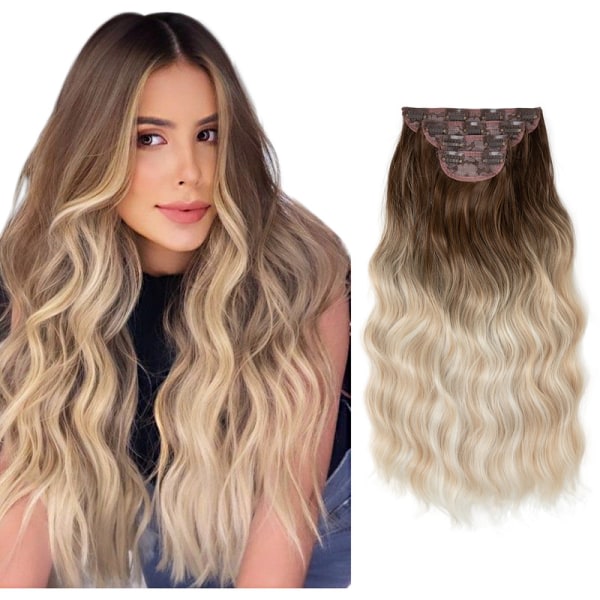 Clip-in extensions 22 tum set med 4 lockiga vågor för kvinnor