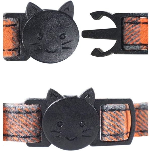 CDQ 1-pack anti strypande katthalsband, katthalsband med klokke og fluga, søde halsbånd til kattungar og katte Orange