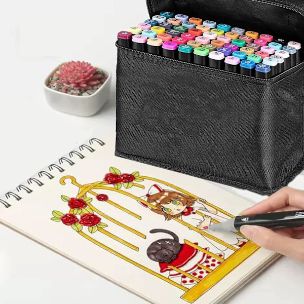 Pysyvä setti, värikynät aikuisille, kaksipäinen taidepiirustusmerkki, taidedesign värikynät merkit lasten piirustukseen, Ski 60 colors