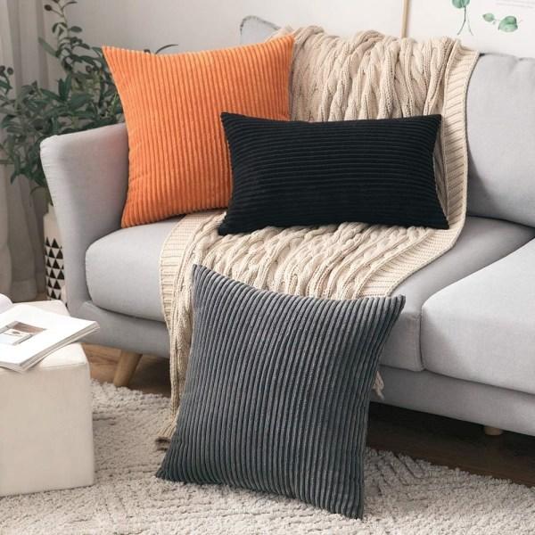 Pakke med 2 Manchester Mjuk Soild Dekorativt firkantet putetrekk Sett Putetrekk Putevar for sofa soverom bil 24 x 24 tommer Grå