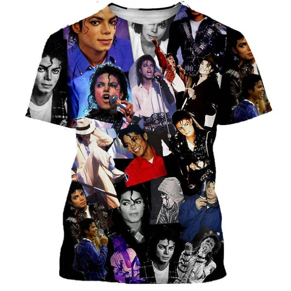 Michael Jackson T-paita Miehet Naiset Muoti Casual 3d-tulostettu T-paita Harajuku Tyyli Ylisuurinen T-paita Hip Hop Streetwear Toppar 3 M