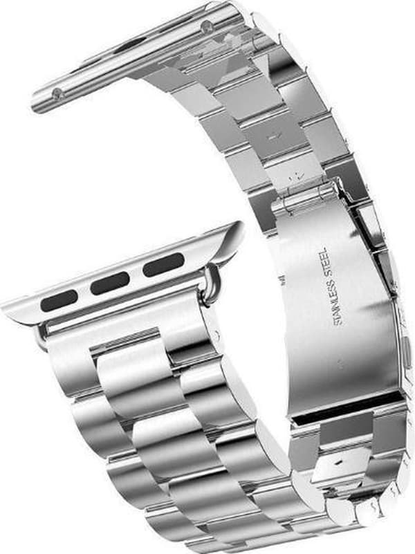 Sølv luksus metalarmbånd til Apple Watch 42/44/45mm – rustfrit stålbånd, inkluderer forkorter