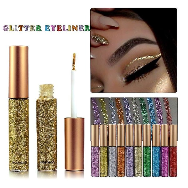 10 farger flytende glitter eyeliner, Shimmer vanntett øyenskygge_costbuy