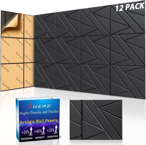 12-pakning Selvklebende Lydisolerende Paneler, 30x30cm, Høydensitets Akustikkpaneler for Vegger, Lyddempende for Studio_TF_TF Ljusgrå 12pack-30x30cm