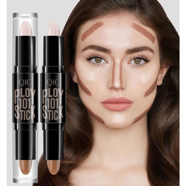 Konturstavsset, Kontur Concealer Highlighter Stick, Kontursats, 6 färger Dubbeländad Makeup Kropp Ansikte Highlighter, 3 st.