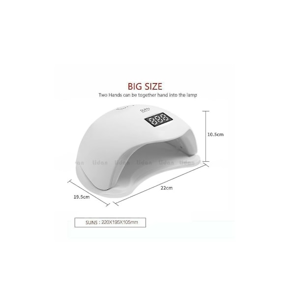 48W UV/LED-lampe med timerfunktion Hvid