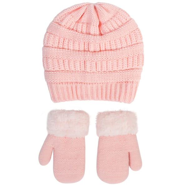 CDQ Vinterhatt och set för barn, med fleecefoder för flickor pojkar (rosa M 3-6 Jahre) Pink m