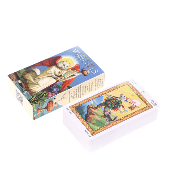 1Box Tarot de los gatos blancos Cartas de juego Tarot Fiesta familiar Juego Multicolor talla única