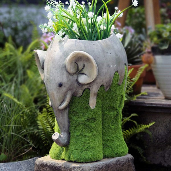 CDQ Creative Elephant er Gardening Blomkruka Resin Ornament