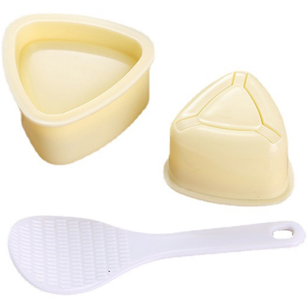 Onigiri-formar set med 2 - 7x7,5x4 cm - Gul PP-plast - Triangulär risbollsform - För sushi, risbollar