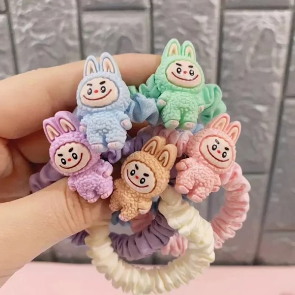 5 kpl Sarjakuva Labubu Hiuspanta Söpöt Anime Labubu Naiset Joustavat Hiuspannat Hiusasusteet Poninhäntä Kawaii Tytöt Lomalahjat (FMY) A