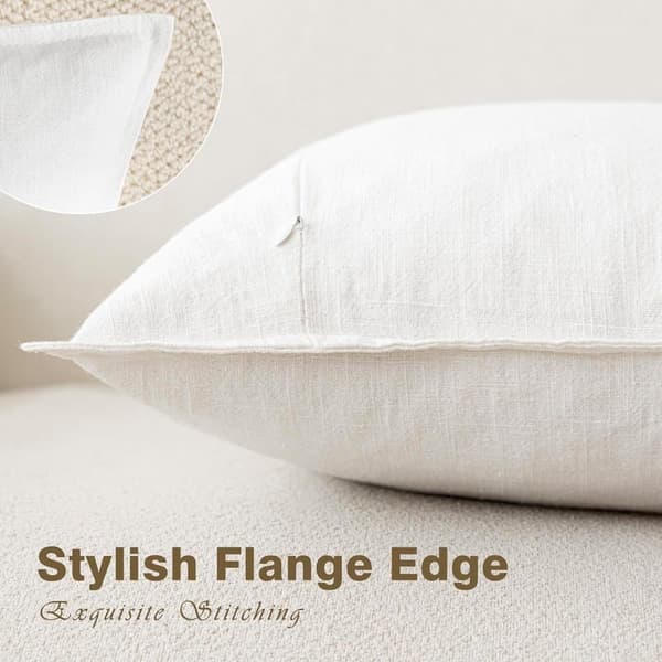 2-pack Linnekuddfodral 45x45cm/40x40cm, Bohemisk Stil för Soffa & Sovrum_TF_TF Vit 40x40cm