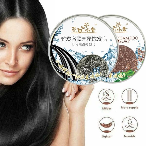 Naturlig grå hårfjerning Sæbe Grå dækkende Bar Mørkning Shampoo sort 60g