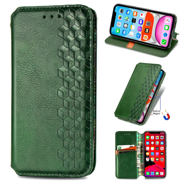 Veske til Iphone Xs Max Flip Cover Plånbok Flip Cover Plånbok Magnetisk Skyddande Handytasche Case Etui - Grön null ingen