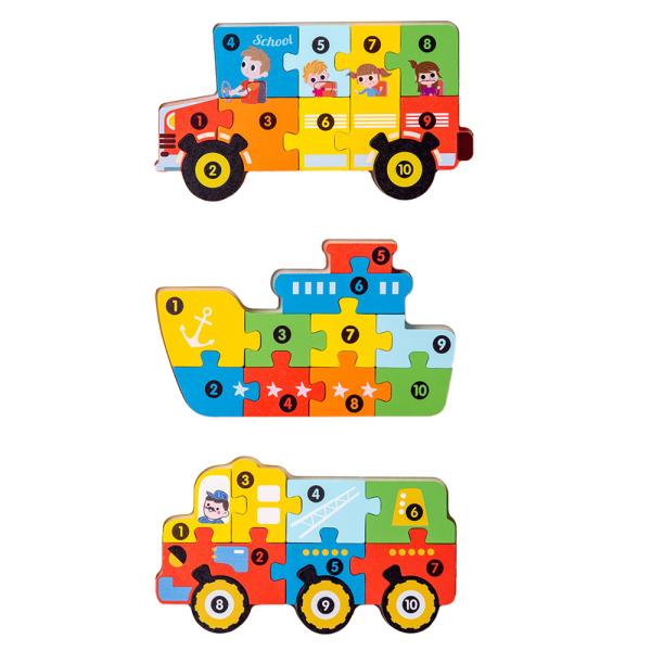 CDQ Toddler , 3 uppsättningar djurpussel, färgglatt trä