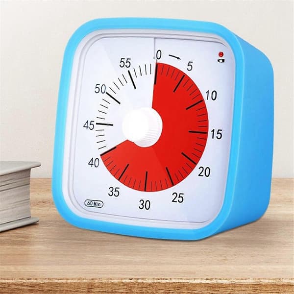 VT01 60 Minuters Visuell Timer Tyst Nedräkning Tidshanterare Fallsäker Väckarklocka DIY Timer för Studenter Läroanstalt [BR]_TF Blue