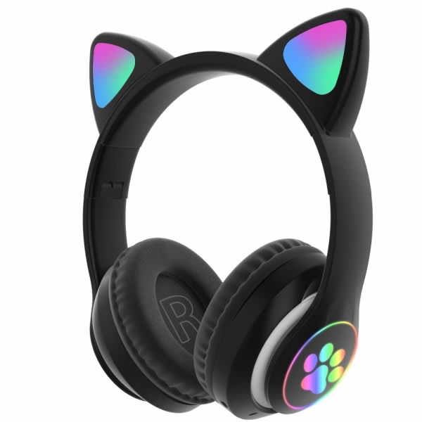 Hörlurar Cat Ear Trådløse hörlurar, LED Light Up Bluetooth Headphones Over On Ear med/mikrofon