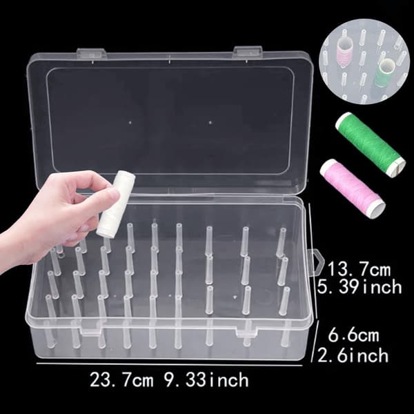 Sewing Thread Storage Box - 2 Compartments - Holds Thread Spools & Accessories - Sewing Basket & Organizer