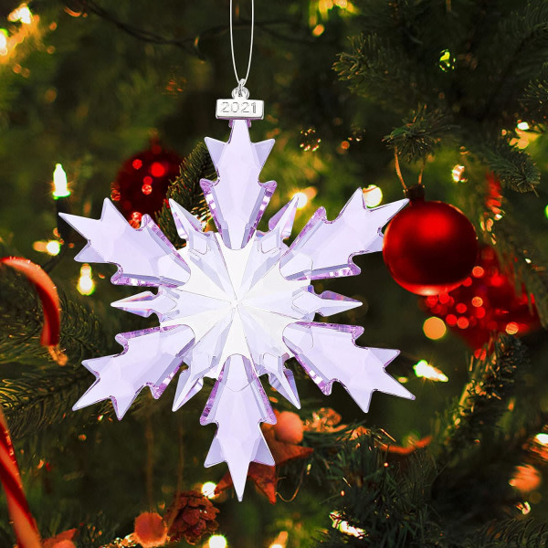Heyone 2021 års Snowflake Crystal Juldekorationer (lila)