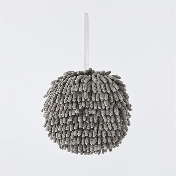 Hängande handduk Chenille Handboll Mikrofiber Snabbtorkande Hängande bomull Handduk Diskhanddukar Badrum Badboll För Kök Badrum (grå)